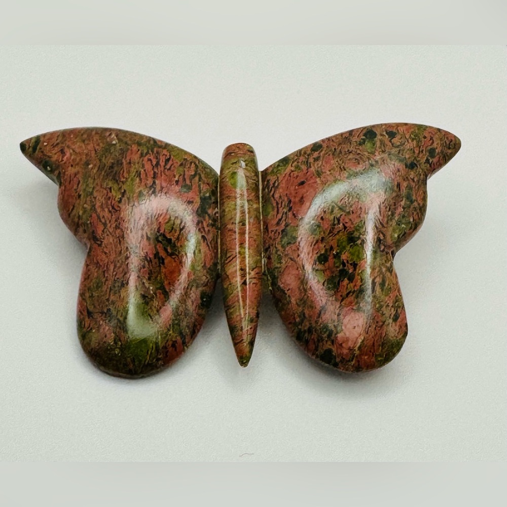 Beautiful Unakite Butterfly Brooch